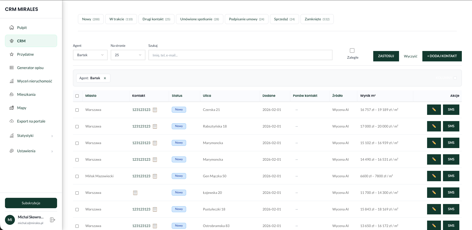 Mirales – CRM i leady